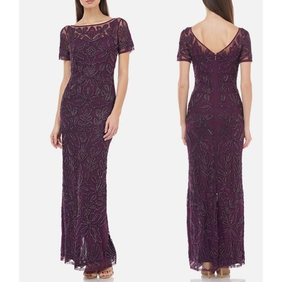 NWT JS Collections Women's Dress Purple Size 10 Beaded Gown - Picture 1 of 11